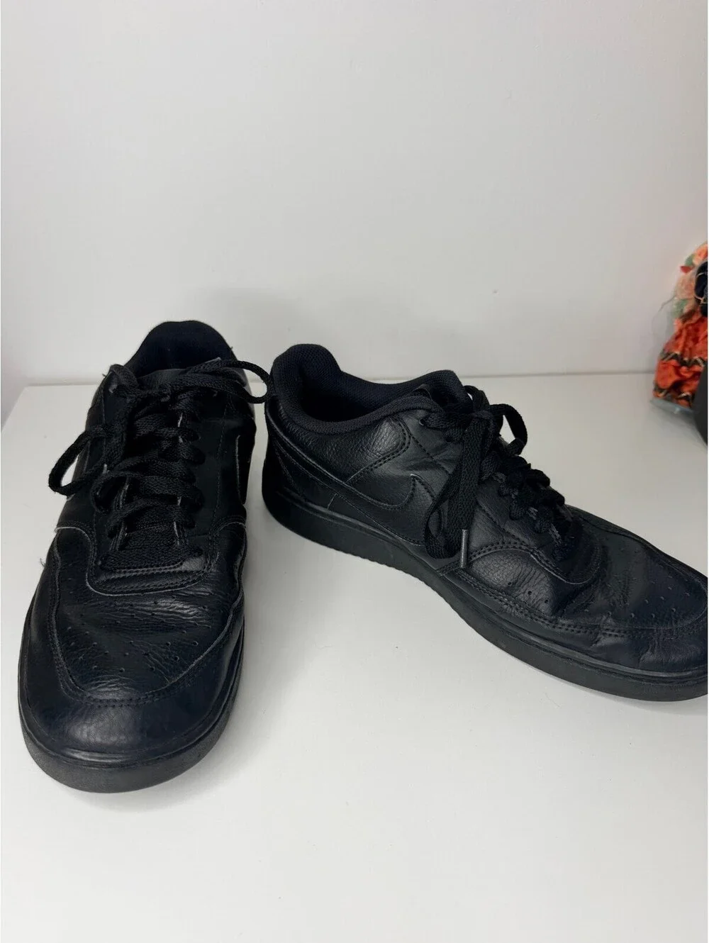 Nike Court Vision Low black leather sneakers mens size 10.5